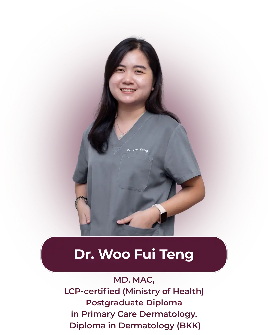 A photo of Dr. Woo Fui Teng. MD, MAC, Postgraduate Diploma in Primary Care Dermatology, Diploma in Dermatology (BKK)