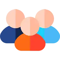 A vector icon of a group of three faceless people.